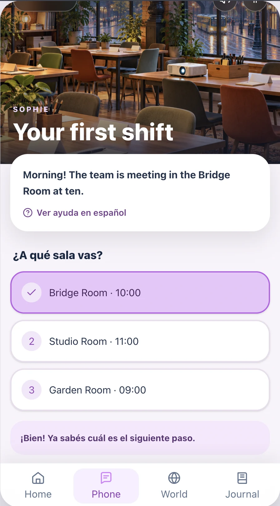 First Day at Work: conversación durante el primer turno