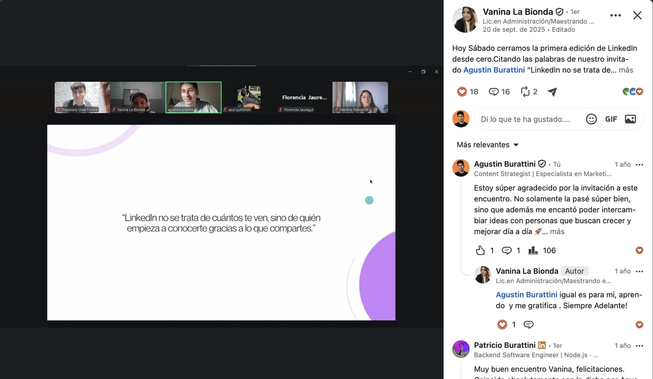 Encuentro virtual de la UAI con una presentación sobre marca personal