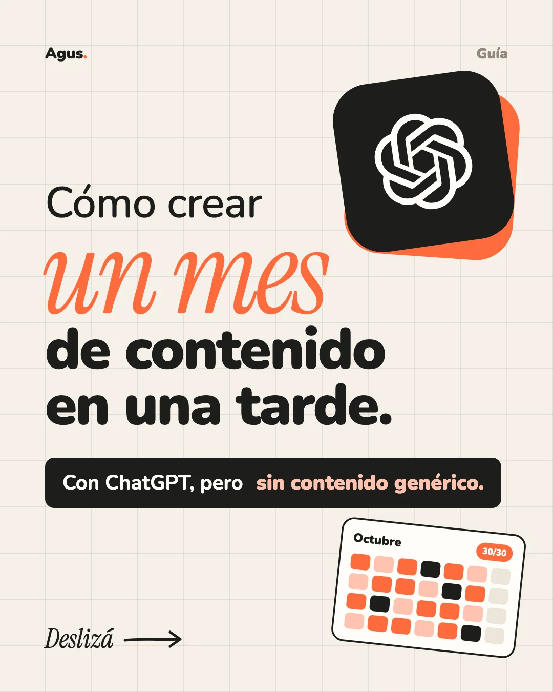 Un mes de contenido en una tarde. — placa 1 de 4